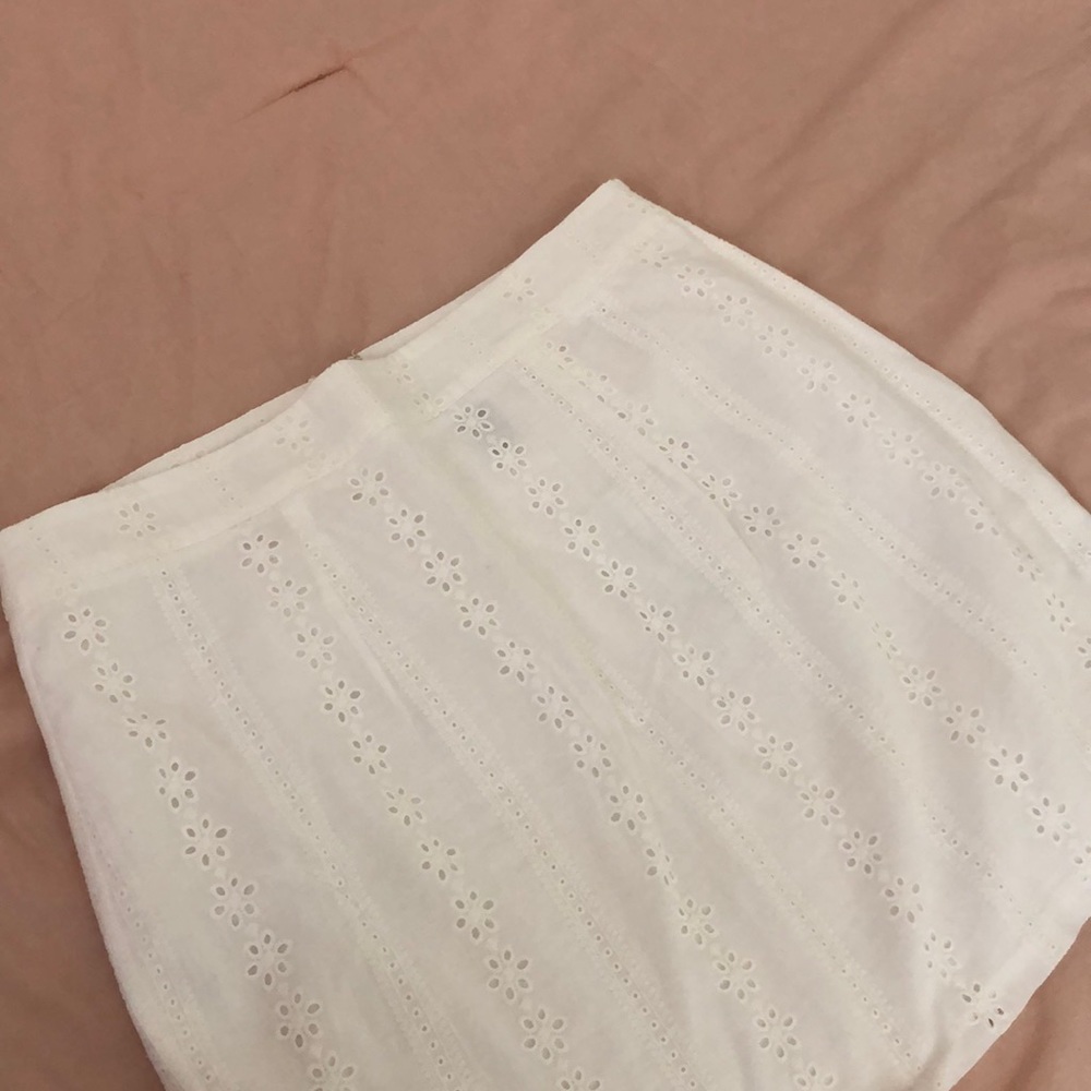 linen floral embroidered skirt